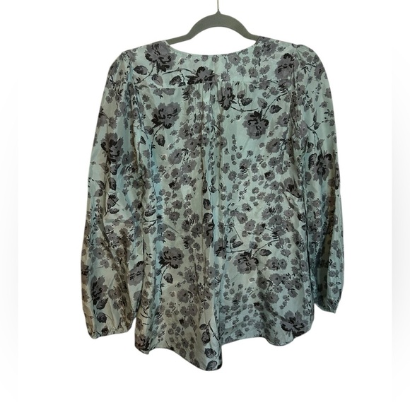 Rebecca Taylor Blue Floral Silk Tunic Blouse - Picture 2 of 5